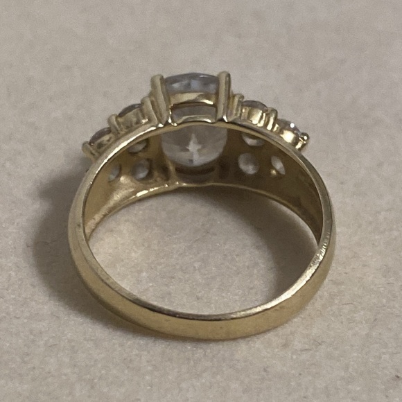 14K Yellow Gold Large CZ Ring - Picture 7 of 16
